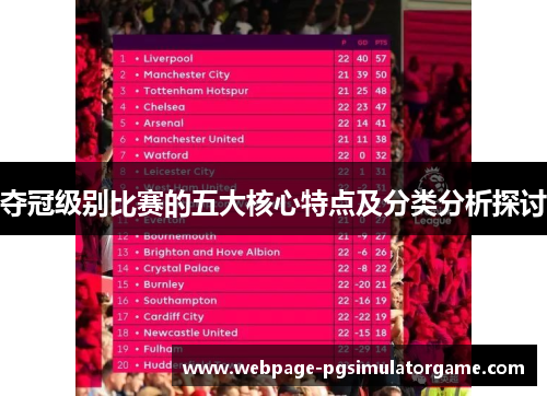 夺冠级别比赛的五大核心特点及分类分析探讨
