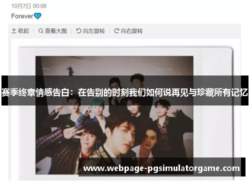 赛季终章情感告白：在告别的时刻我们如何说再见与珍藏所有记忆